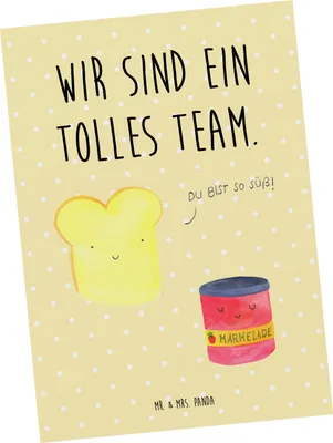 Produktbild von Mr. & Mrs. Panda bildkarte Toast Marmelade - Gelb Pastell - Geschenk, Frühstück Einladung, Brot, Süß, Kunstkarten, Grußkarte, Toastbrot, Postkarten, Postkarte
