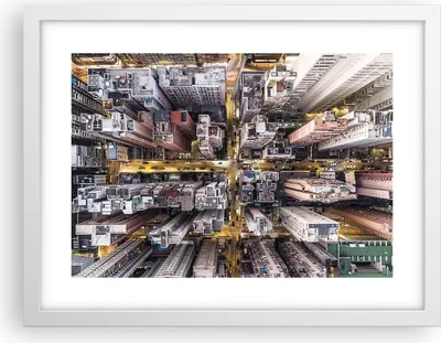 Produktbild von Gerahmtes Poster - Weißer Rahmen - Metropole Luftaufnahmen Straße - 40x30 cm - Wand Bild - Wanddeko - Wandbilder - Kunstposter - Wandposter - Bilderrahmen - Bilder - Kunstdruck - P2WAA40x30-4507