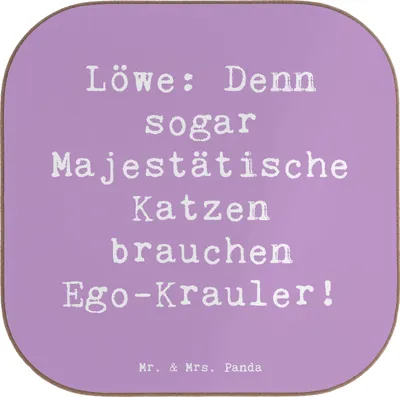 Produktbild von Mr. & Mrs. Panda Untersetzer für Gläser Spruch Majestätischer Löwe - Lavendeltraum - Geschenk, Horoskop, gläseruntersetzer, Geschenke Sternzeichen, Coaster, Astrologie