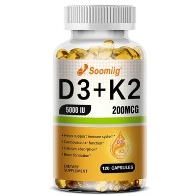 Obrázek produktu pro Kapsle s vitaminem D3 a K2 – Silné kosti, kardiovaskulární funkce a zdraví kloubů