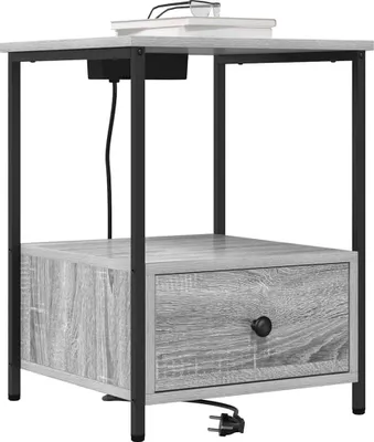 Image de vidaXL Table de chevet Sonoma grise 42 x 41 x 56 cm en aggloméré
