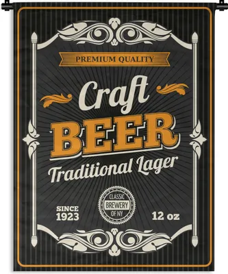 Produktbild von MuchoWow® Wandteppich Wandbehang Mannshöhle - Bier - Vintage - Zitat 60x80 cm Tapisserie Dekoration Wandtuch - Decke - Wandtücher - Wohne