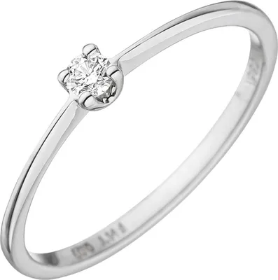 Produktbild von Gr. 56 Damen Ring 585 Gold Weißgold 1 Diamant Brillant 0,07ct. Weißgoldring Diamantring