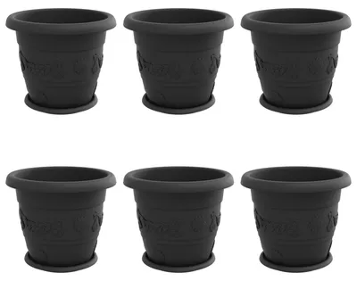 Obrázek produktu pro vidaXL Květináče, 6 ks, černé, Ø 34 x 28 cm, plast