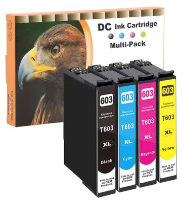 Zdjęcie produktu dla Kompatybilne wkłady atramentowe D&C 4X do drukarek Epson 603 XL, przeznaczone do modeli: Epson Expression Home XP-2100 Series (XP-2100, XP-2105), XP-3100 Series (XP-3105), XP-4100 Series (XP-4105), Epson Workforce WF-2835 DWF, WF-2850 DWF, WF-2810 DWF
