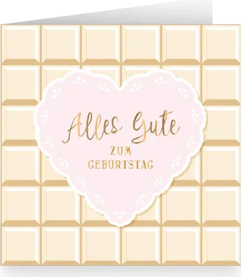 Produktbild von Zuckersüße Geburtstagskarte im Schokoladen Look mit Herz innen weiß: Alles Gute zum Geburtstag