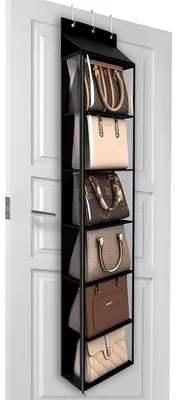 Immagine prodotto di Borsa di stoccaggio appesa per borse e accessori - 6 scomparti - Nero