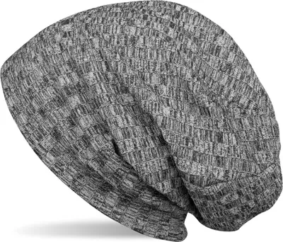 Produktbild von styleBREAKER warme Feinstrick Beanie Mütze mit Streifen Strick Muster und sehr weichem Fleece Innenfutter, Slouch Longbeanie, Uni 04024108