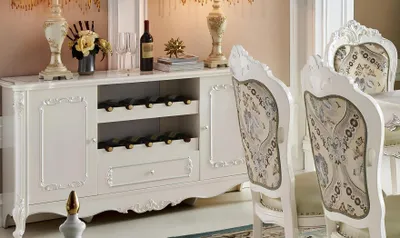 Produktbild von Barock Bartheke Schrank Vitrine Wein Regal Theke Tresen Bar Hausbar Echtholz