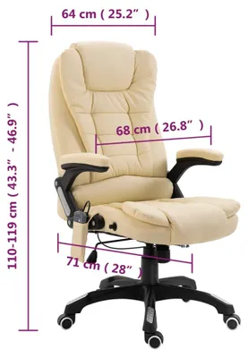 Imagen del producto de Silla de oficina para masajes, color crema, tapizada en cuero sintético