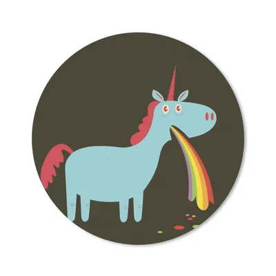 Produktbild von MuchoWow® Mauspad Mousepad Eine Illustration eines Einhorns, das sich erbricht - Mädchen - Kinder - Kinder 50x50 cm - Mousepads - Maus Mat - Pad - Mausunterlage - Vinyl