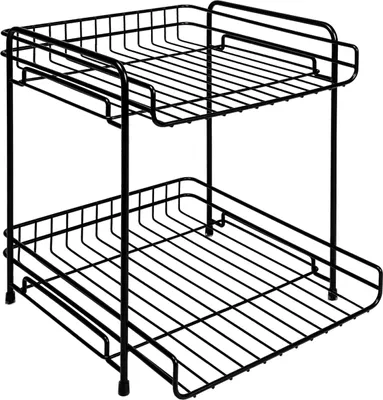 Produktbild von QUVIO Lagerregal Metall Arbeitsplatte - Gewürzregal - Küchenregal - Arbeitsplatte Rack - Schwarz