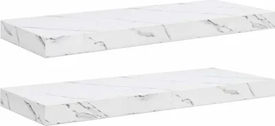 Obrázek produktu pro vidaXL Nástěnná police, 2 ks, bílá, mramorový vzor, 60 x 23,5 x 4 cm, dřevotřísková deska