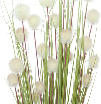 Produktbild von 4er Set Dekobündel Blütenkugel 105cm – Kunstgras weiß