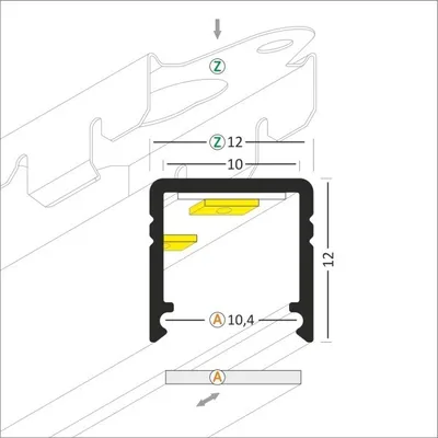 Produktbild von PROVISTON | LED Aluminiumprofil | 12 x 12 x 2000 mm | Silber | Indirekte Beleuchtung