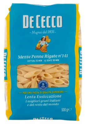 Produktbild von 24x Pasta De Cecco 100% Italienisch Mezza Penne rigate N°141 Nudeln 500g + Italian Gourmet Polpa 400g