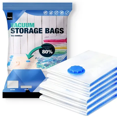 Imagen del producto de Bolsas de almacenamiento al vacío, paquete de 6 unidades, 60x80 cm, para ropa y edredones