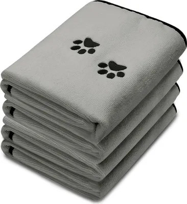 Produktbild von Famanu Mikrofaser-Hundetücher Set, weich und saugfähig - grau, 90 x 50 cm
