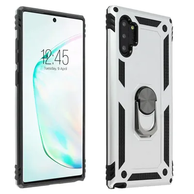 Produktbild von Avizar, Schutzhülle mit Ring-Halterung für Samsung Galaxy Note 10 Plus, Silber