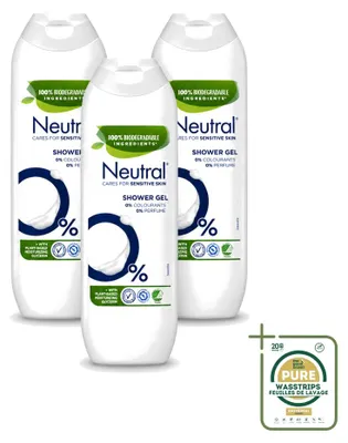 Zdjęcie produktu dla 3 sztuki neutralnego żelu pod prysznic, bez zapachu - 250 ml - zestaw ekonomiczny