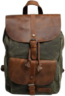 Image de Sac à dos de jour en toile imperméable pour les voyages et l'école (vert)