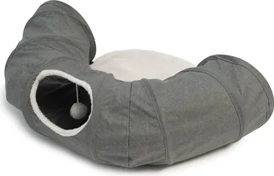 Produktbild von Tunnel für Katzen Vesper mit grauem Bett 68x97x28cm Catit