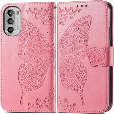 Produktbild von Mobigear Butterfly  Motorola Moto G82 Hülle Klapphülle Geldbörse - Pink