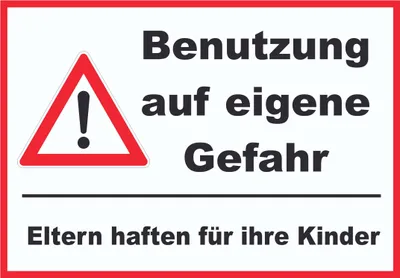 Produktbild von Benutzung auf eigene Gefahr Schild A5 Rückseite selbstklebend