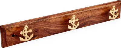 Produktbild von Maritim Hakenleiste Anker 3-fach mit Messing auf Holz 48x7x4cm Kleiderhaken