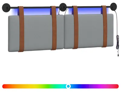 Produktbild von Hängendes Kopfteil Mit LED Licht Hellgrau Antikes PU