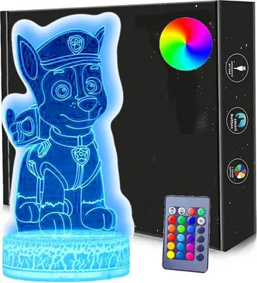 Obrázek produktu pro 3D LED noční světlo CHASE PAW PATROL USB / baterie + RGB dálkové ovládání