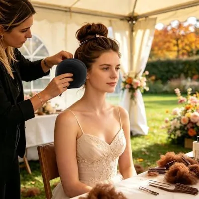 Produktbild von Haarschwamm für Hochsteckfrisuren mit Volumenfüllung und 70 Clips