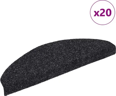 Productafbeelding van Trapmatten Zelfklevend 20 stuks 65x21x4 cm Zwart Halfrond Groot