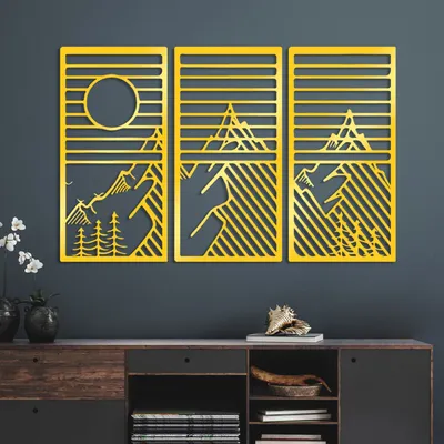 Produktbild von Evila Originals, Scenic Trio G, Dekoratives Wandaccessoire aus Metall, Gold, METALLKÖRPER, 80 x 40 cm