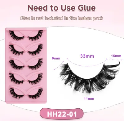 Image de INF Lot de 5 paires de faux cils 3D en vison, effet œil de chat naturel