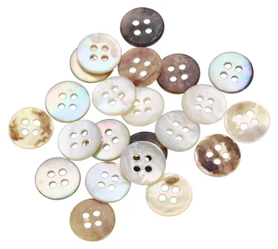 Muschelknöpfe, 25 Stück, 10 mm, Perlmutt, 4 Löcher, mehrfarbig