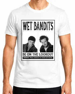 Productafbeelding van Wet Bandits Harry Marv Mugshot - Kevin Allein Thuis, Kersttrui met een afbeelding van "Ugly Christmas Sweater", heren T-shirt, wit, maat M
