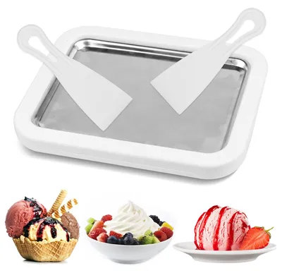Eisrollen-Maker Pfanne mit 2 Spateln, 5 Portionen, Edelstahl