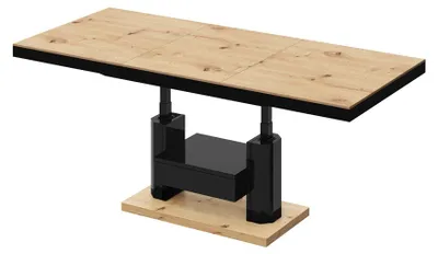 Produktbild von Design Couchtisch Tisch mit Schublade HM-120 Hochglanz stufenlos höhenverstellbar ausziehbar Esstisch
