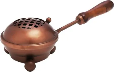 Produktbild von 2679 Räucherpfanne aus Eisen mit Holzgriff Räuchergefäß Handarbeit Räucherset