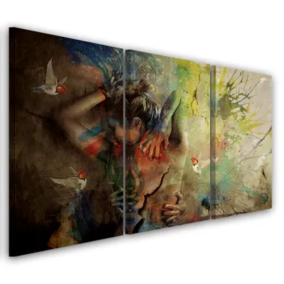 Produktbild von Triptychon auf leinwand beige andere 120x80 cm Feeby beige wandbild bereit zum aufhängen