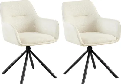 Produktbild von CLP 2er Set Stuhl Tipton Stoffbezug schwenkbar und mit Rückenlehne creme