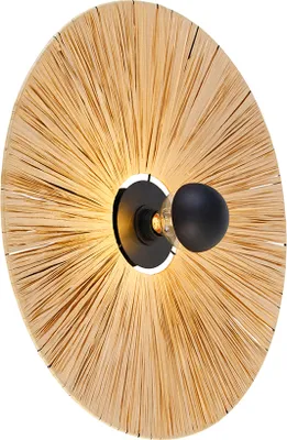 Produktbild von QAZQA - Landhaus I Vintage Ländliche Wandleuchte schwarz mit Seil 60 cm - Leia I Wohnzimmer I Schlafzimmer - Rund - LED geeignet E27