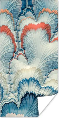Produktbild von MuchoWow® Poster Ein weiß-blaues Blumenmuster 80x160 cm - Kinderzimmer