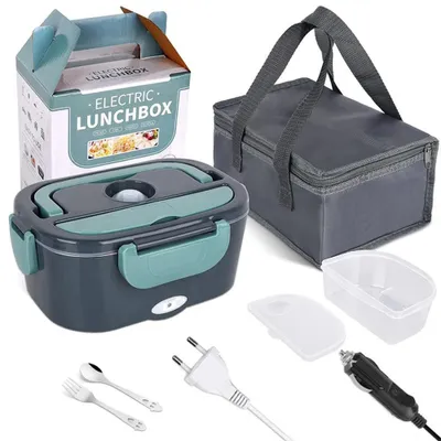 Produktbild von Elektrische Lunchbox - Essenswärmer 1,5 l 60 W - Tragbar & auslaufsicher - Für Auto & Zuhause - EU-Stecker - Grün