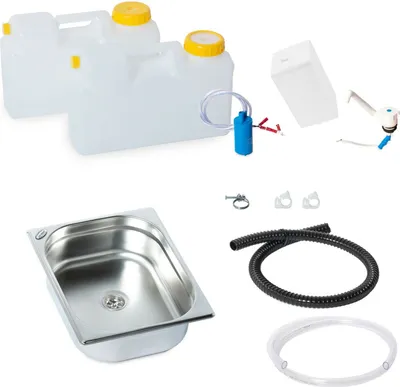 Immagine prodotto di Mini cucina da campeggio blocco cucina Novo kit batteria lavello 325x265x100 mm T6