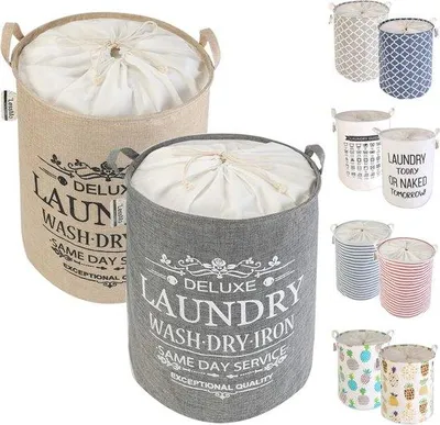 Image de Lot de 2 paniers pliables - Paniers en coton imperméables avec sangles et sacs de lavage (vert/jaune)