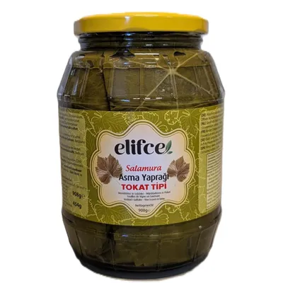 Produktbild von Elifce Tokat-Typ Weinblätter im Glas 908g - Eingelegte Salamura Weinblätter