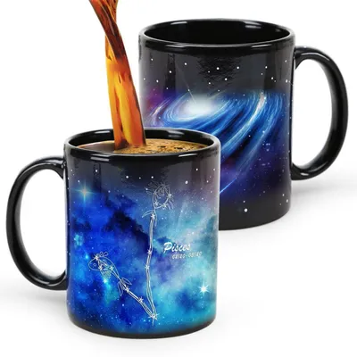 Immagine prodotto di Tazza da caffè con cambio di colore magico, segno zodiacale Pesci, 11oz, tazza in Vetroceramica, regalo per il compleanno