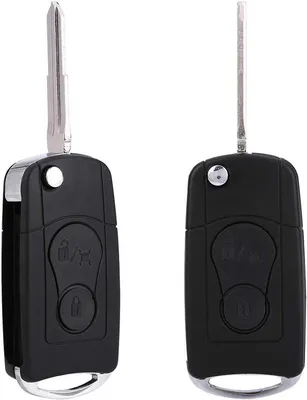 Flip Faltbare Fernbedienung - 2 Tasten - Autoschlüssel Tasche Schale - Ssangyong Actyon Kyron Rexton - Schwarz